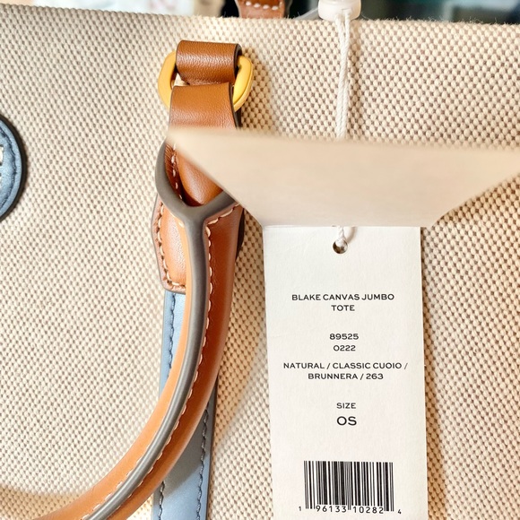🆕🌈☘️Tory Burch Blake Canvas jumbo Tote/shoulder bag/large - Picture 7 of 7